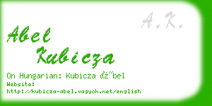 abel kubicza business card